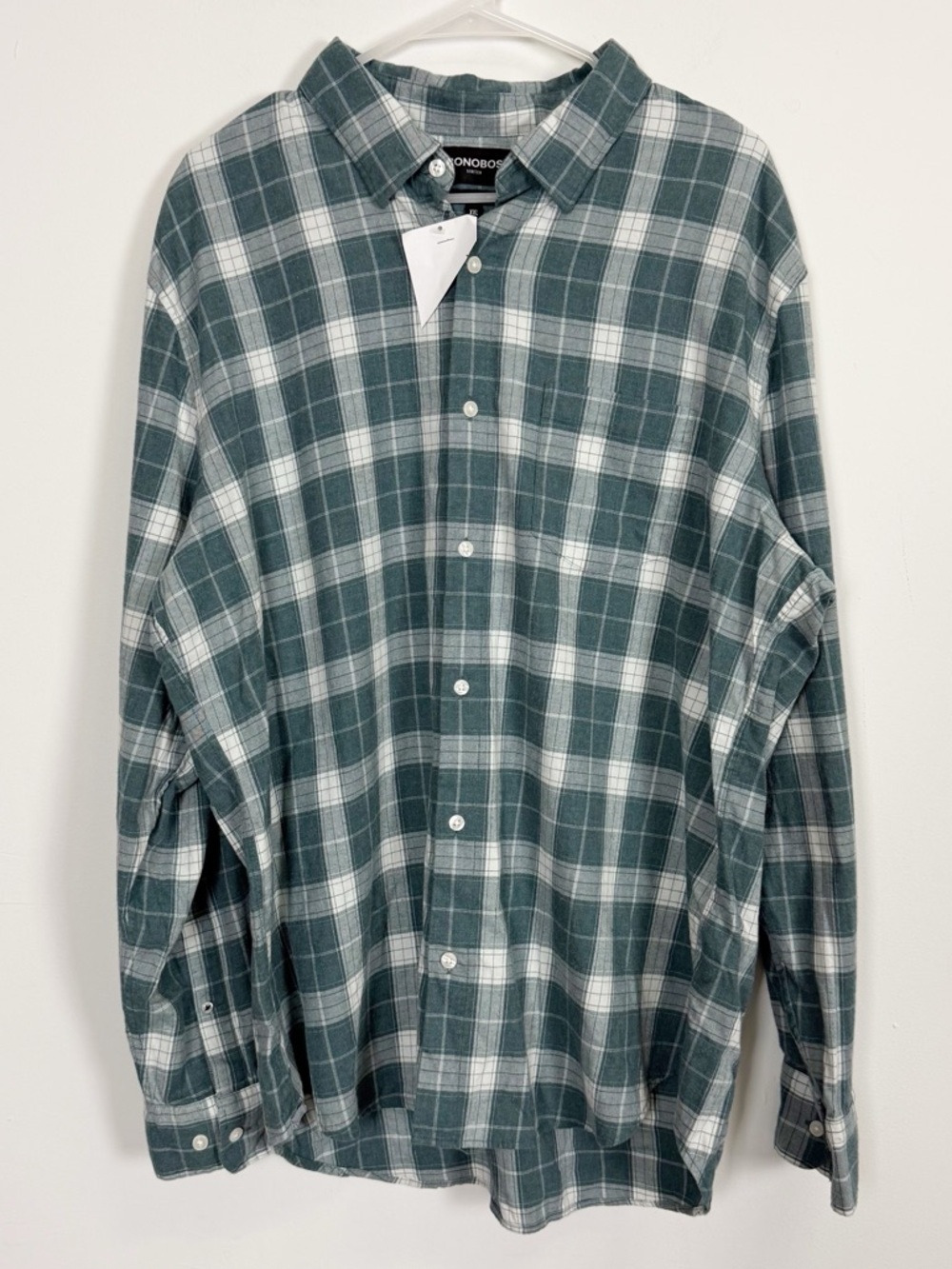 Bonobos Slim Fit Stretch Button Down Mens XXL Green Plaid Long Sleeve NWT